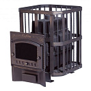 Печь банная чугунная Сибирь-24 с каминной дверцей, сетка