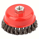 Щетка чашечная для УШМ Vertextools, витая сталь, М14, 65мм