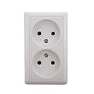 Розетка двойная накладная Хит (Systeme Electric/Schneider Electric) 16А без заземления, белая (RA16-237-B)
