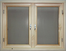 Окно двухстворчатое деревянное 1000х1200х100, 1 стекло, сосна, ручка, затвор, петли