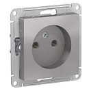Розетка одинарная встраиваемая Atlas Design (Systeme Electric/Schneider Electric) 16А без заземления, алюминий (ATN000341)