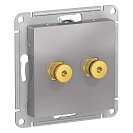 Розетка аудио двойная встраиваемая Atlas Design (Systeme Electric), алюминий (ATN000387)