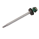 Саморез кровельный 4,8х70мм зеленый мох RAL6005, 15шт