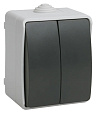 Выключатель (IEK) Форс серый, двухклавишный, защ. крышка, IP 54, 10А