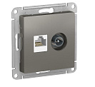 Розетка телевизионная/компьютерная встраиваемая Atlas Design (Systeme Electric/Schneider Electric), сталь, TV и RJ45 (ATN000989)