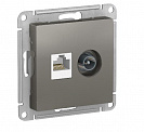 Розетка телевизионная/компьютерная встраиваемая Atlas Design (Systeme Electric/Schneider Electric), сталь, TV и RJ45 (ATN000989)