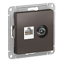 Розетка телевизионная/компьютерная встраиваемая Atlas Design (Systeme Electric/Schneider Electric), мокко, TV и RJ45 (ATN000689)