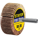 Круг шлифовальный лепестковый (Stayer) на шпильке d 6мм, Р180, 50х20мм (36607-180)