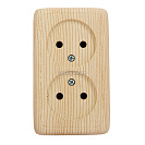 Розетка двойная накладная Олимп (UNIVersal) 16А, без заземления, сосна (5560858)