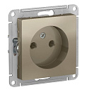 Розетка одинарная встраиваемая Atlas Design (Systeme Electric/Schneider Electric) 16А без заземления, шампань (ATN000541)