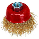 Щетка чашечная для УШМ Vertextools, латунированная сталь, М14, 100мм