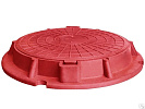 Люк полимерно-песчаный 750х630х100х30мм, пешеходный усиленный, красный, 70 кН