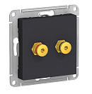 Розетка аудио двойная встраиваемая Atlas Design (Systeme Electric/Schneider Electric), карбон (ATN001087)
