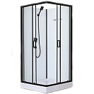 Душевая кабина (BST/ODA) Н8800 900х900х2000мм, душ, прозрачное стекло, белые стенки, черный профиль, низкий под. БЕЗ КРЫШИ
