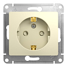 Розетка одинарная встраиваемая Glossa (Systeme Electric/Schneider Electric) 16А с заземлением, со шторками, бежевая (GSL000245)
