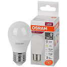 Лампа светодиодная (OSRAM) Е27, 7Вт, 3000К, 560лм, шар, теплый свет