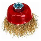 Щетка чашечная для УШМ Vertextools, латунированная сталь, М14, 65мм