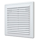 Решетка вентиляционная 150х150мм, пластик, белая с сеткой (А1515R)