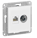 Розетка телевизионная/компьютерная встраиваемая Atlas Design (Systeme Electric/Schneider Electric) , белая, TV и RJ45 (ATN000189)