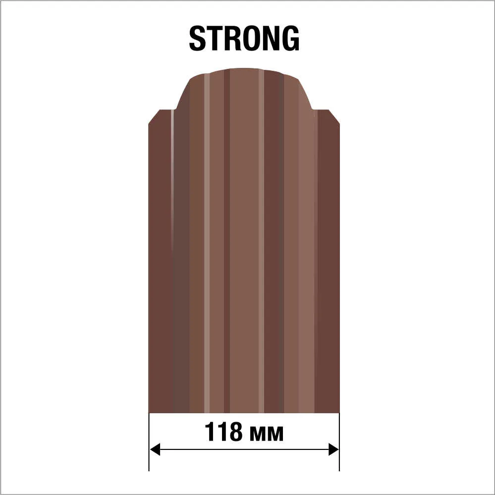 Евроштакетник двухсторонний Стронг 118мм, шоколад RAL8017 цена - купить в  Барнауле, Бийске. Размеры, характеристики, фото в интернет-магазине.