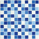 Мозаика стеклянная Blue Wave-3 белый/голубой/синий, 300х300х4мм
